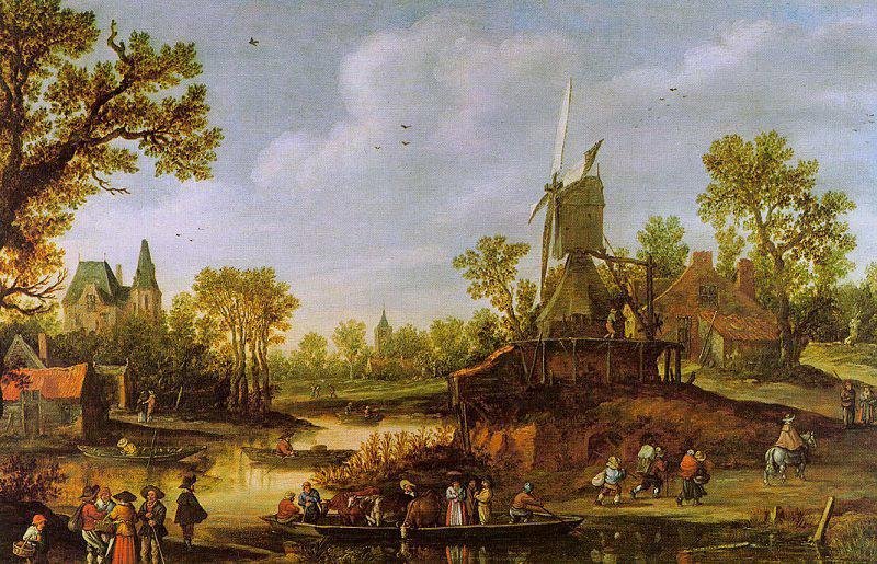 Jan van Goyen River Landscape with a Ferry